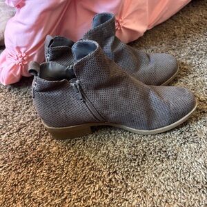 Gray Perforated Ankle Boots